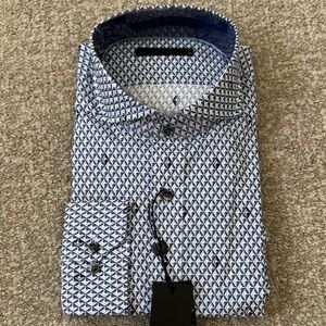 Greyson Woodward Diamonds Blue and White Dress Shirt